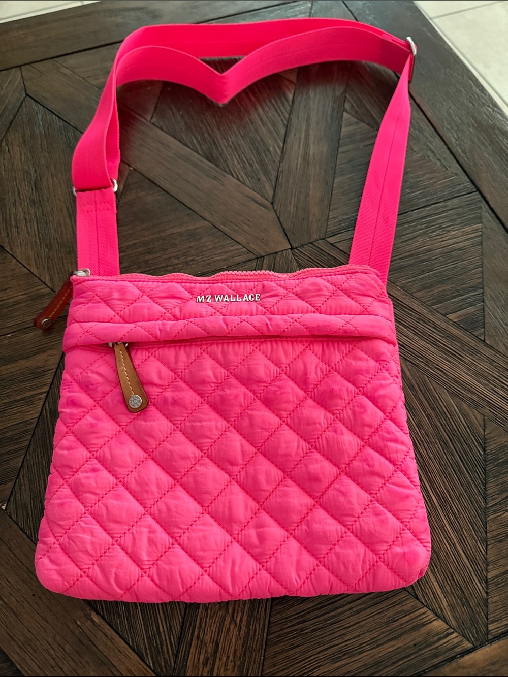 MZ Wallace Neon Pink Metro Flat Crossbody